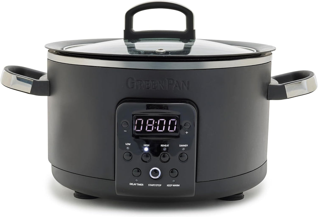 4QT Electric Slow Cooker with Lid, Hard Anodized Ceramic Nonstick Inner Pot V14458