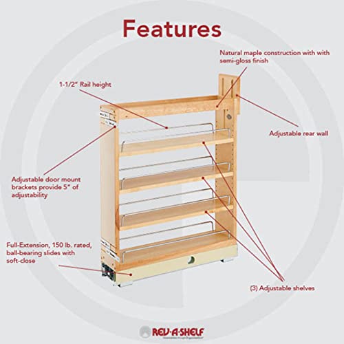 8" Pull Out Shelf Organizer for Base Cabinets, Wooden Slide Out Rack with Soft-Close W783