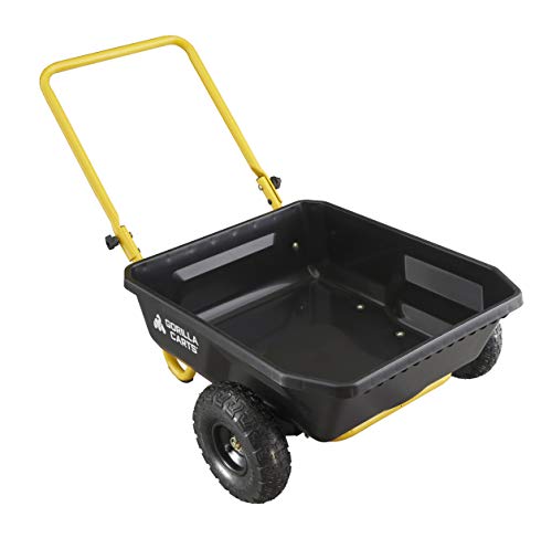 Black/Yellow Poly Dump Cart, 4 cu ft, 300 lb. Capacity R95949