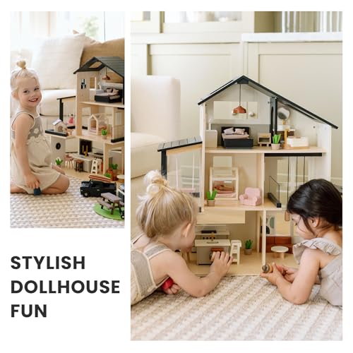 53Pcs Wooden Doll House with Furniture U25705
