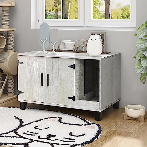 Pine Wooden Cat Litter Box Enclosure Y56670