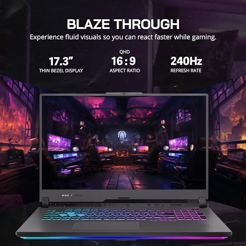 17.3" QHD 240Hz Gaming Laptop, AMD Ryzen 9, 64GB DDR5, 2TB PCIe SSD, NVIDIA GeForce RTX 4060, Gray E235
