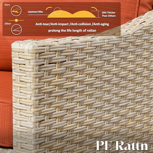 8 Piece Wicker Patio Conversation Set with Cushion and Ottomans U2495