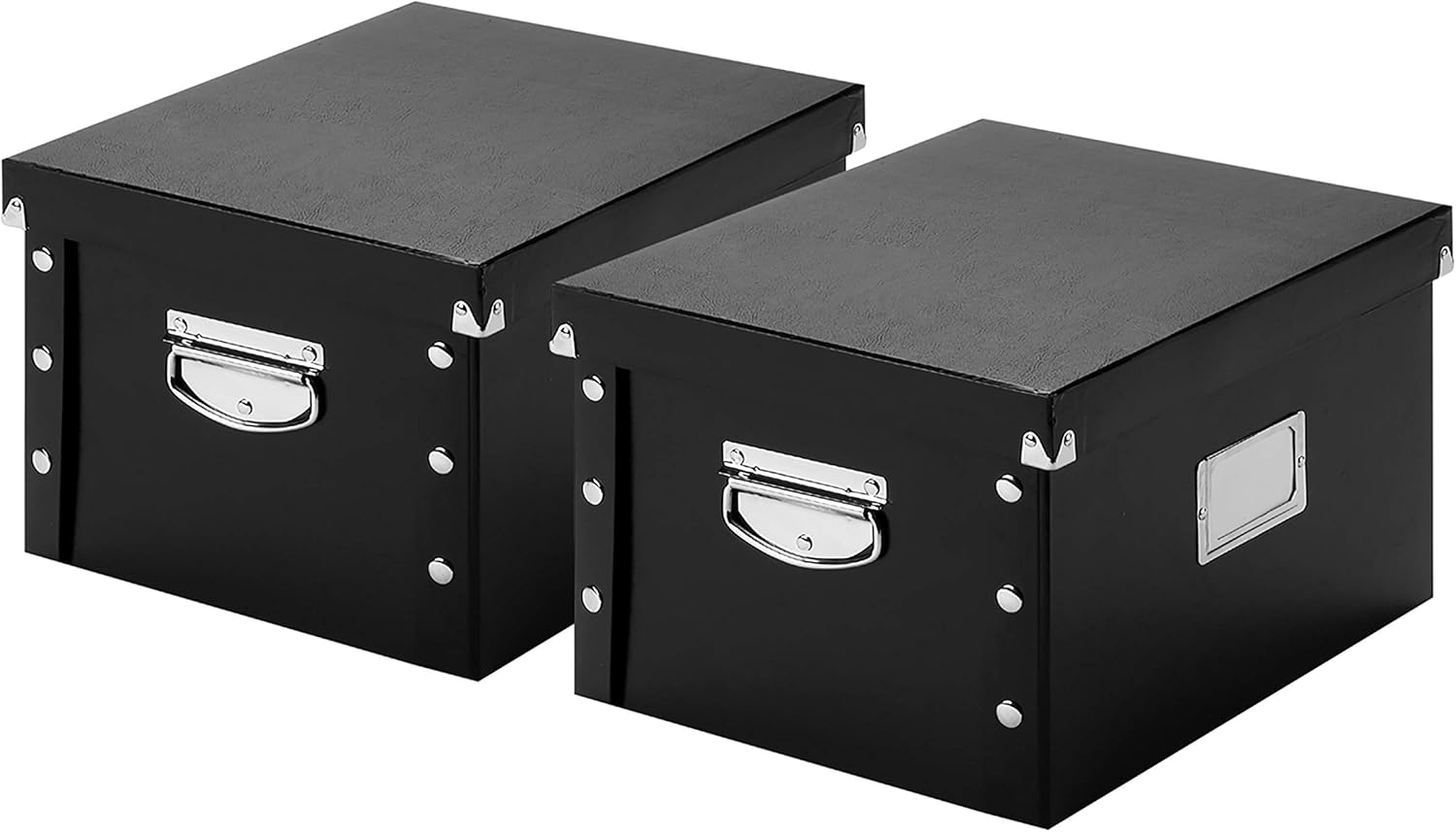 Black 2 Pack Portable File Storage Box with Lids Y4854