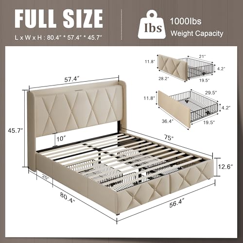 Black Queen Upholstered Platform Bed Frame with 4 Storage Drawers S831550