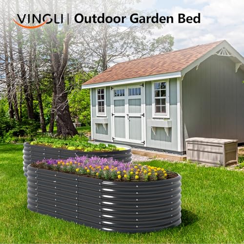 8x4x2ft Galvanized Raised Garden Beds Oval Planter Boxes V228740