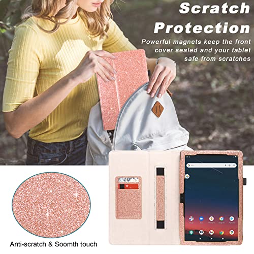 Glitter Rose Folio Leather Cover for Onn 10.1 Tablet G32451