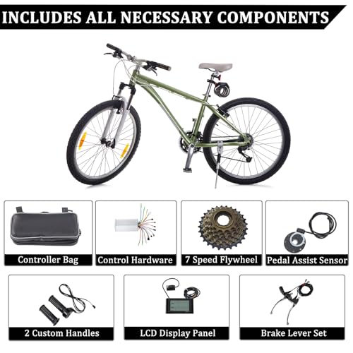 48V 1000W 26" Front/Rear Wheel Electric Bike Conversion Kit with LCD Display M6794