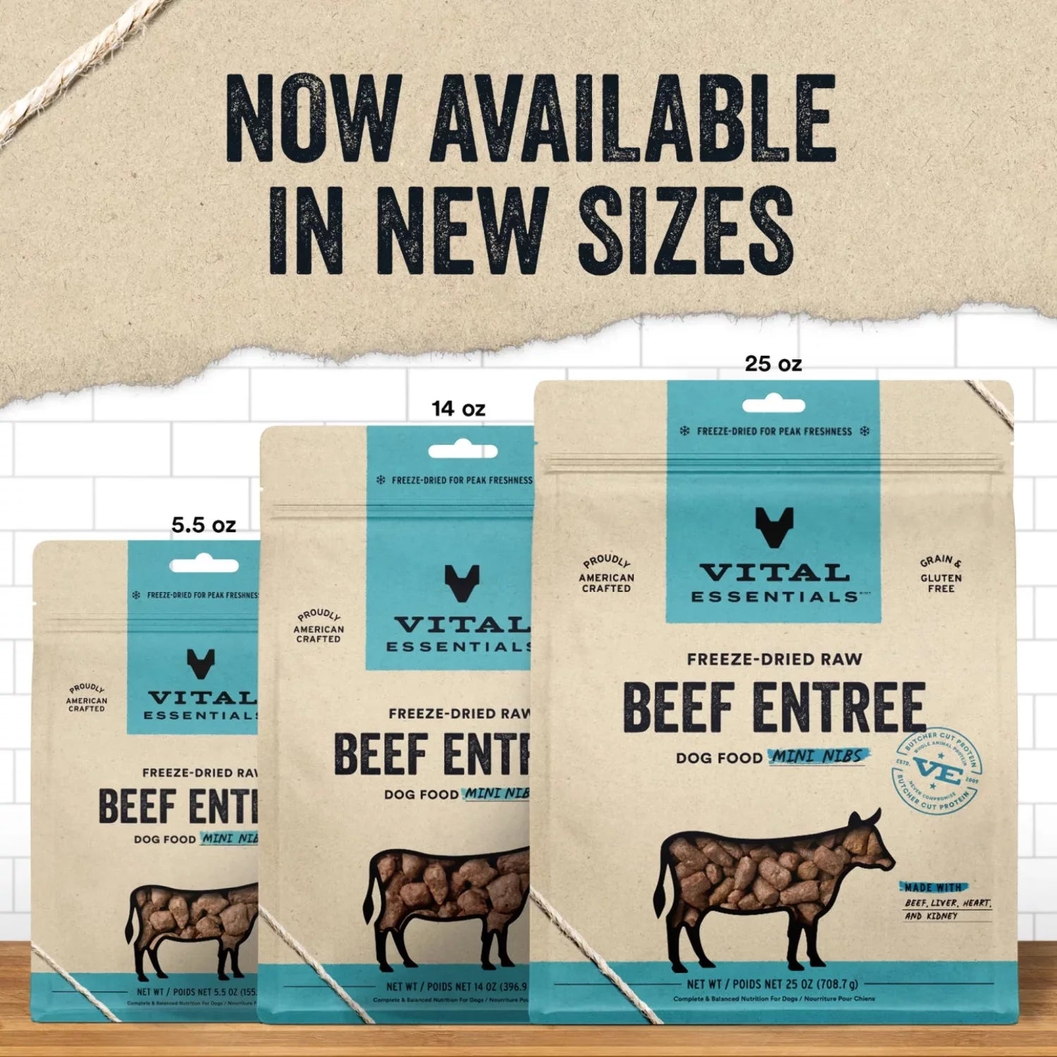 14 oz Freeze-Dried Raw Dog Food Beef Mini Nibs H965