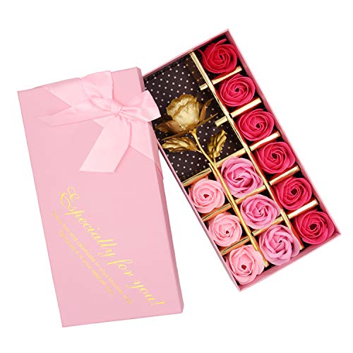 18 PCS Floral Scented Bath Soap Rose Flower Petals Plant Essential Oil Rose Soap Set (Pink) E44406