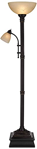 Oil Rubbed Bronze Brown Metal Torchiere Floor Lamp with Reading Light C922