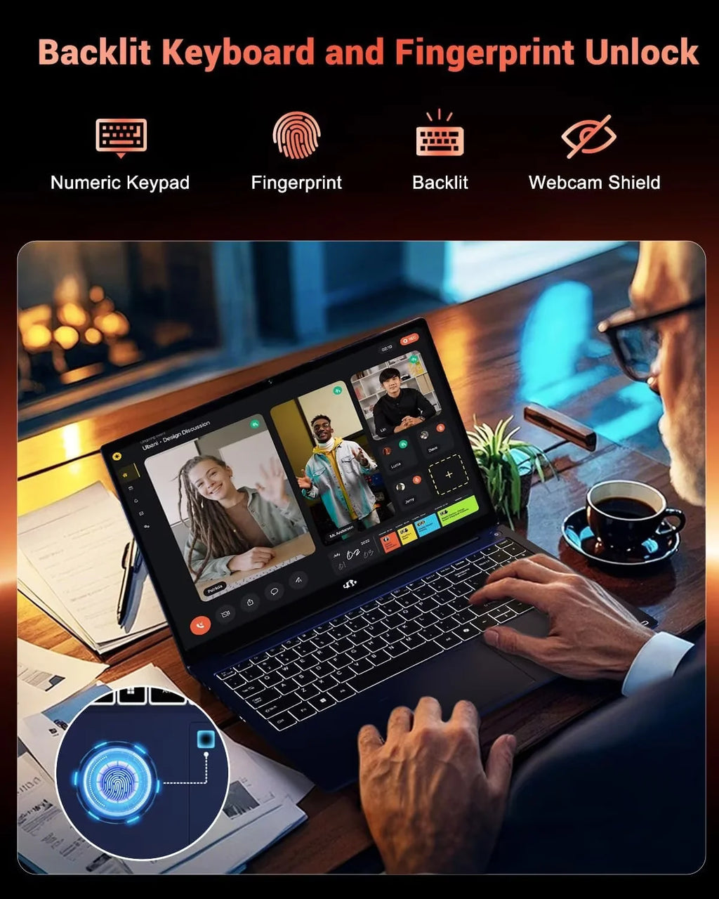 15.6" Gaming Laptop IPS FHD AMD Ryzen 7 8745HS Radeon 780M GPU 32GB DDR5 RAM 2TB SSD 100W Type-C Fingerprint USB-C 4.0 Backlit Keyboard O56365
