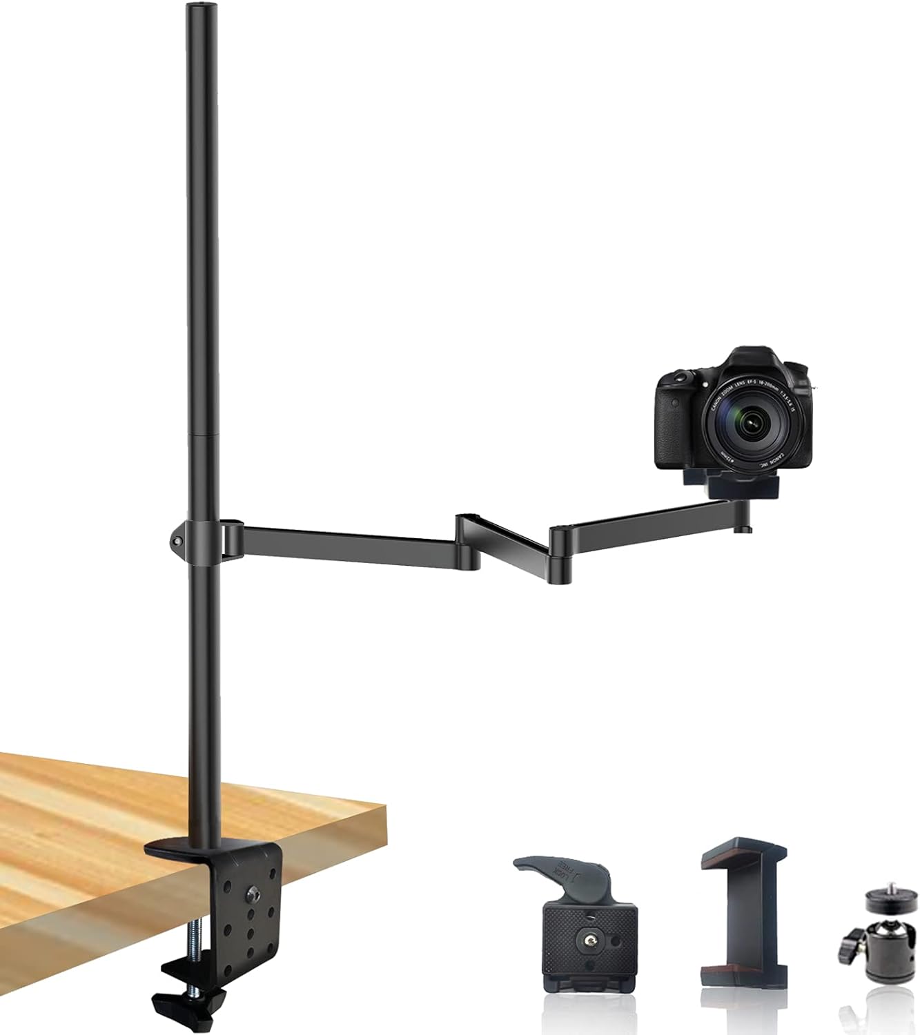 Heavy Desktop Overhead Camera Mount Stand with Flexible Arm and 360° Ball Head I509