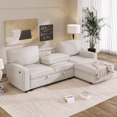 Gray Pull Out Sofa Bed with Storage V93261