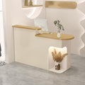 White Reception Desk with LED Lights and Lockable Drawers G142