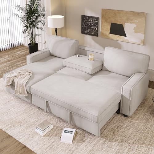 Gray Pull Out Sofa Bed with Storage V93261
