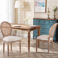 Dining Chairs Set of 2 Fabric Cane Upholstered Solid Wood Frame X5510