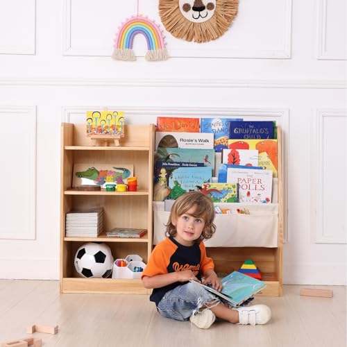 4-Tier Kids Wooden Bookshelf (Natural) H512