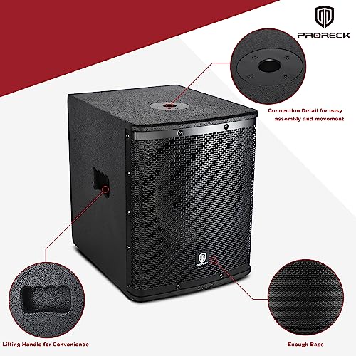 18 inch Active Powered PA Subwoofer Cabinet 3000W with Class-D Amplifier, Black E2497