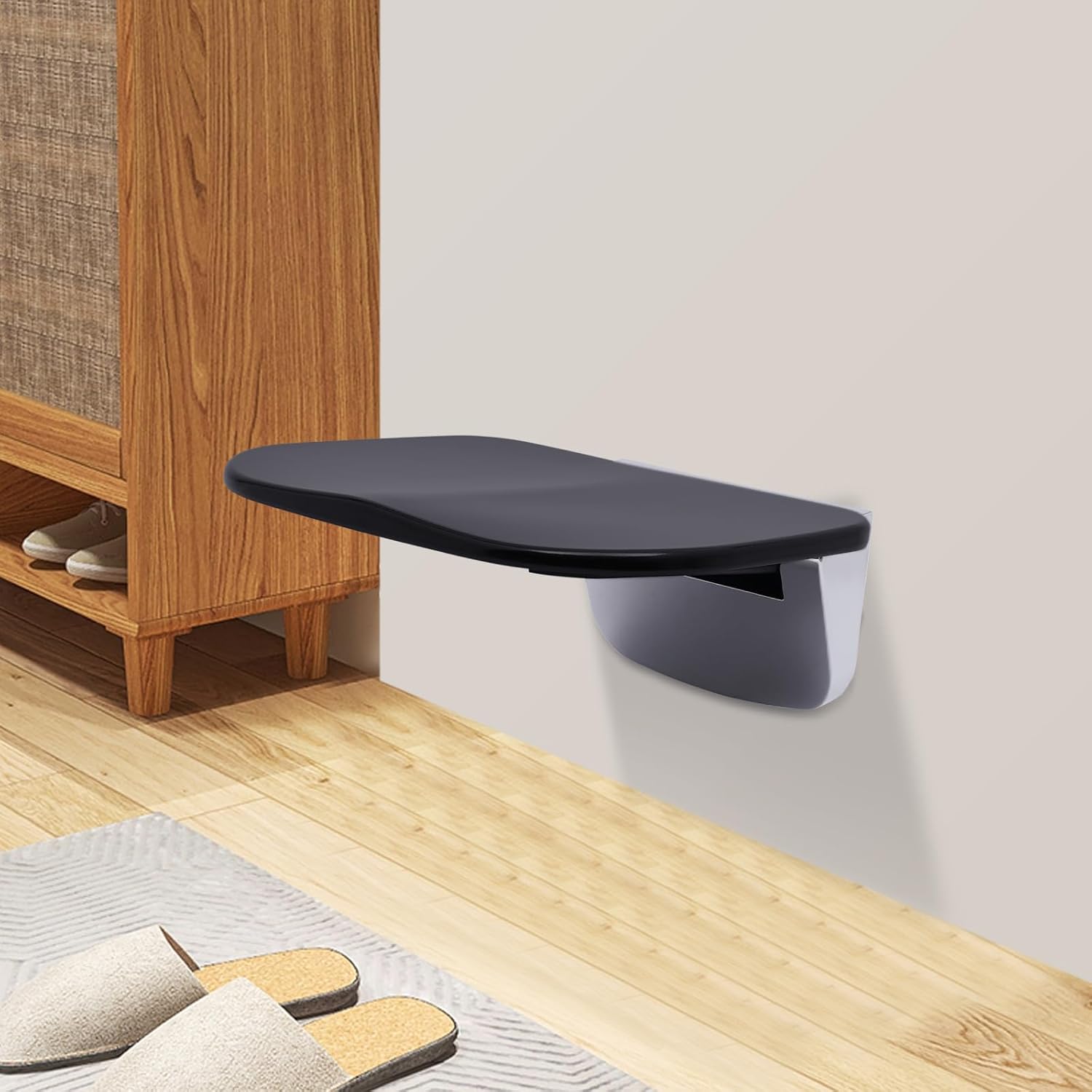 14" Folding Teak Shower Seat Wall Mounted, 440LBS M769384