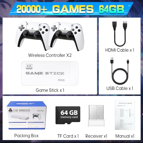 64GB Retro Game Stick with 2 Wireless Controllers H653