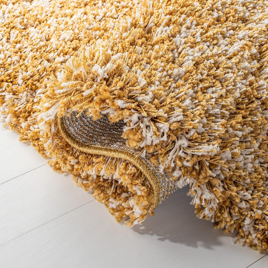 8' x 10' Gold Ivory Shag Area Rug J406