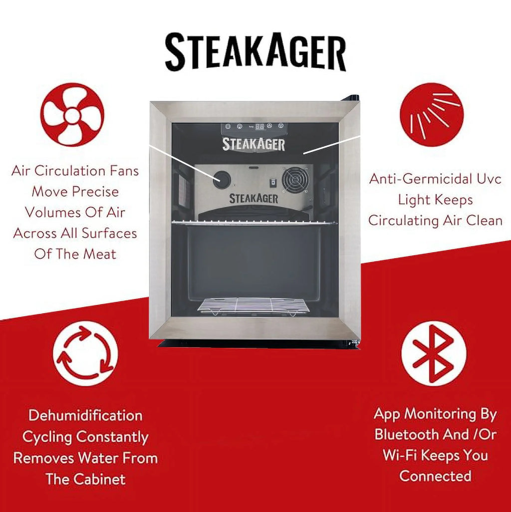 Black and Stainless Steel Home Beef Dry Aging Refrigerator with 20Lbs Capacity H20550