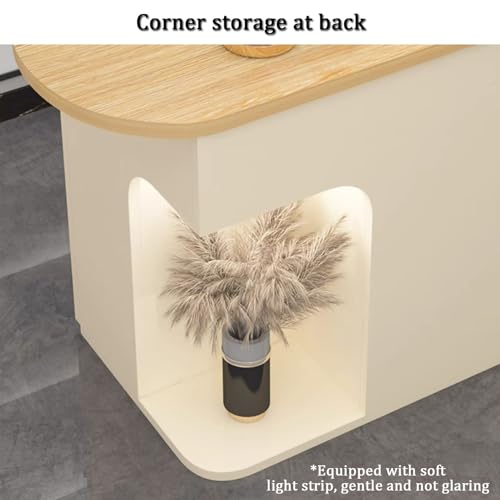 White Reception Desk with LED Lights and Lockable Drawers G142