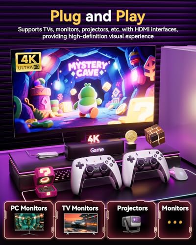 Retro Gaming Console Stick with 4K HDMI, 20000+ Games, Dual 2.4G Wireless Controllers V8694