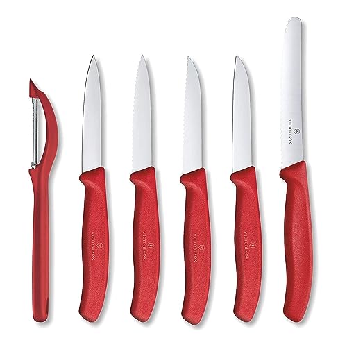 Red Set of 6 Swiss Classic Knife Set S305