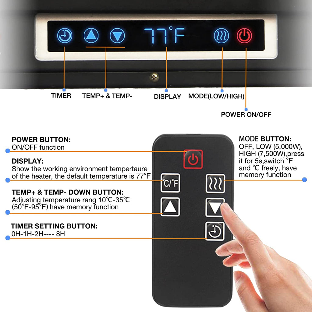 7500W Digital Fan Forced Ceiling Mount Heater with Remote and Digital Thermostat T66785