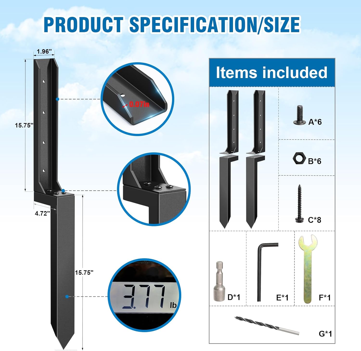 2 Pcs Heavy Duty Fence Post Repair Kit Q56348