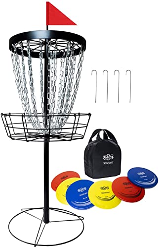 Portable Disc Golf Basket with 6 Discs and Carry Bag G531178
