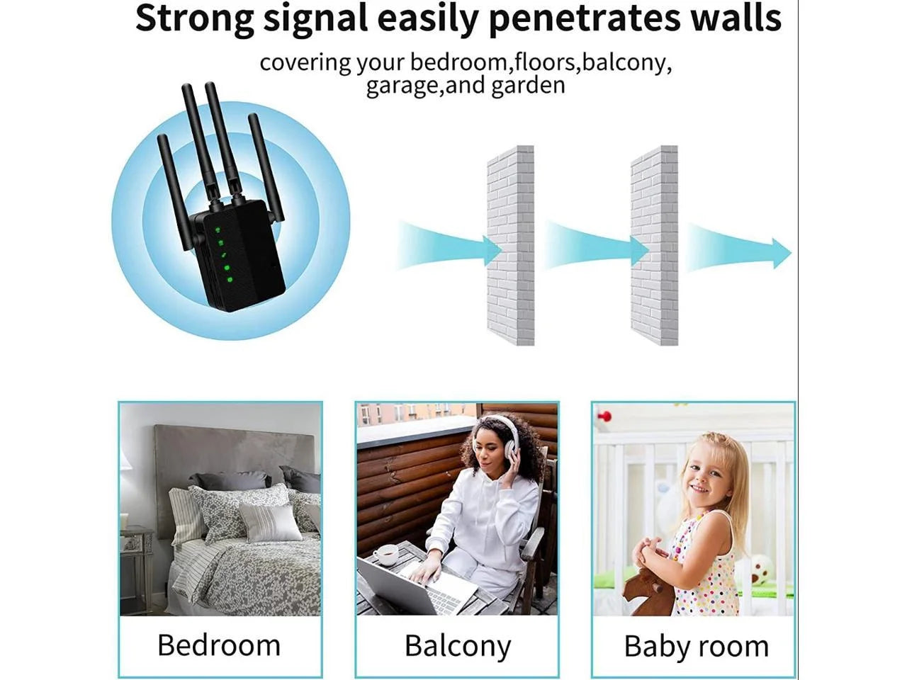 WiFi Extender 1200 Mbps Dual-Band Wireless Signal Booster E9553