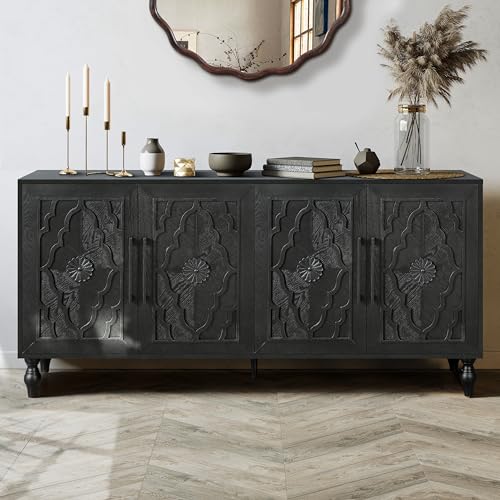 Wooden Sideboard Cabinet with 4 Doors and Metal Handles Z10270