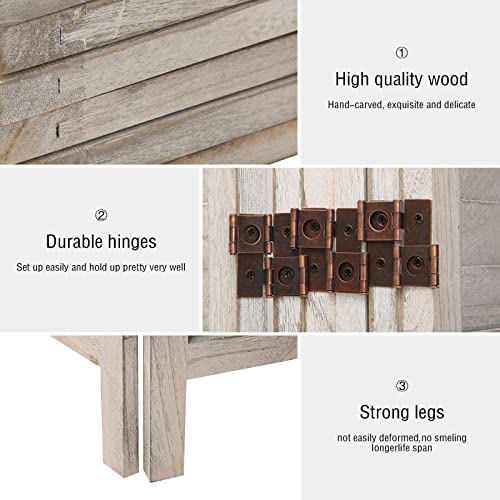 6 Panel Wood Room Divider (Beige) K748