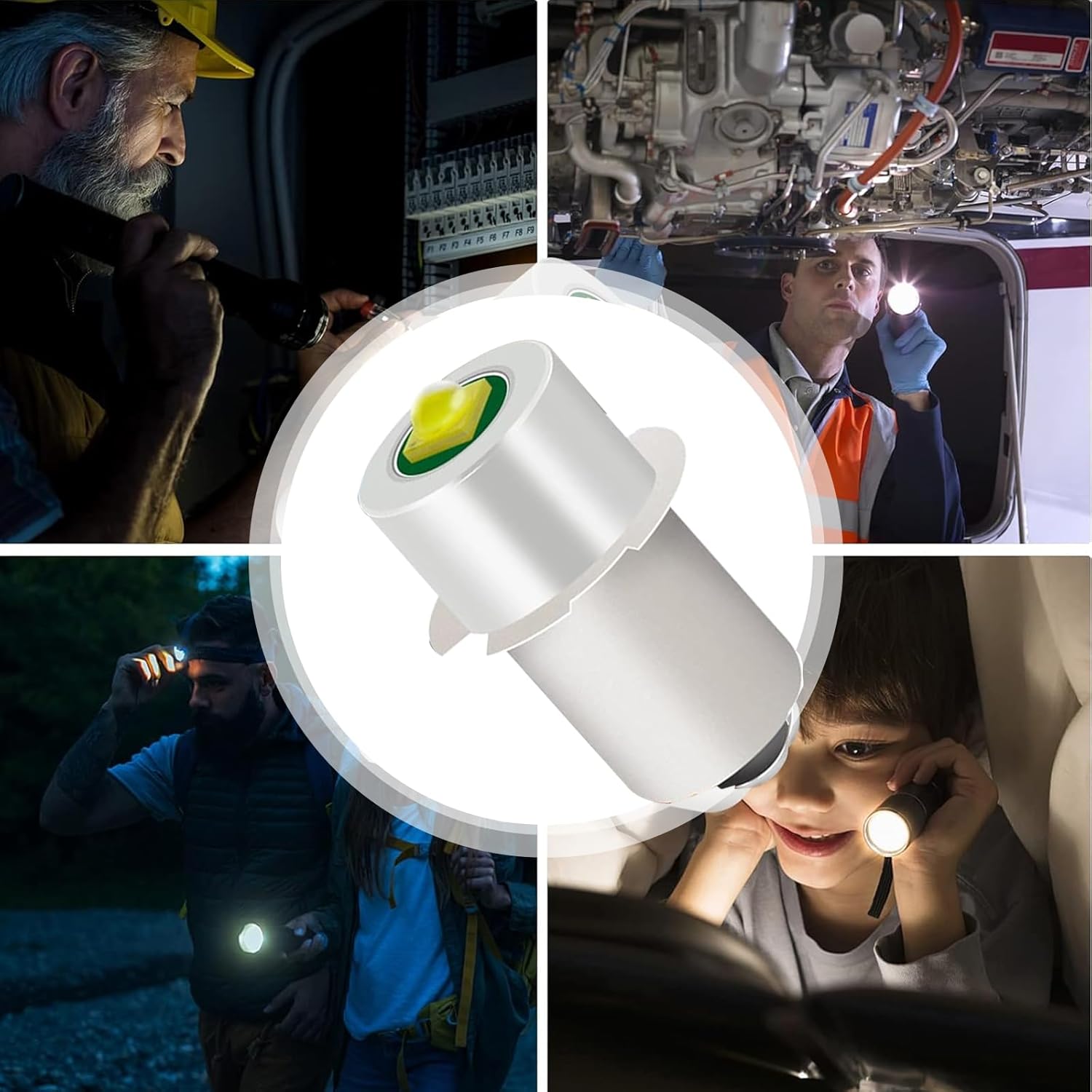 4 Pack LED Flashlight Bulb P13.5S PR2 3W 3V 4.5V 6V White Replacement Set T211