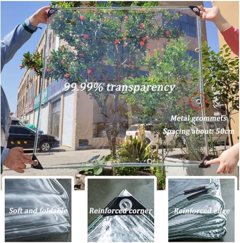 Clear Waterproof Tarpaulin with Grommets, 0.35mm, 3 * 4M J591