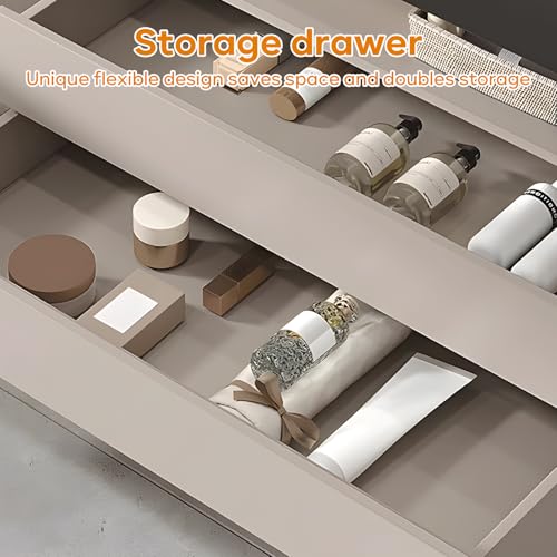 Solid Wood Wall Mounted Bathroom Vanity with Sink and LED Mirror, 36" E255824