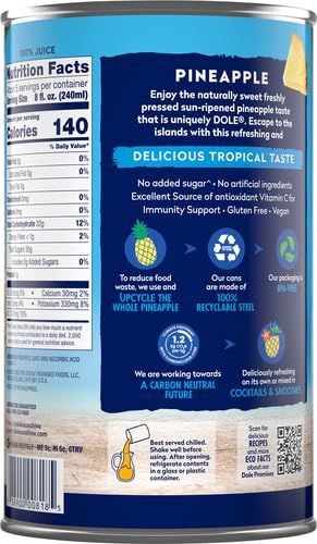 100% Pineapple Juice, 46 Ounce Cans (Pack of 6) X720