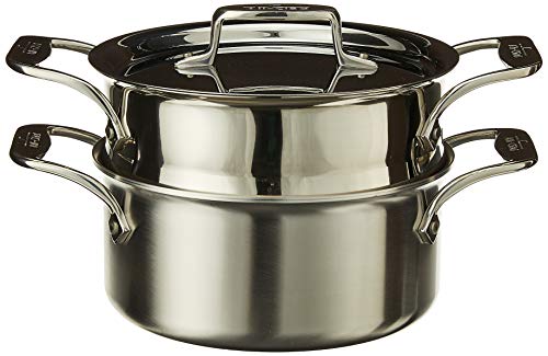 D5 Brushed Stainless Steel 5-Ply Bonded 3-Quart Casserole with Lid and Steamer Cookware Y4792
