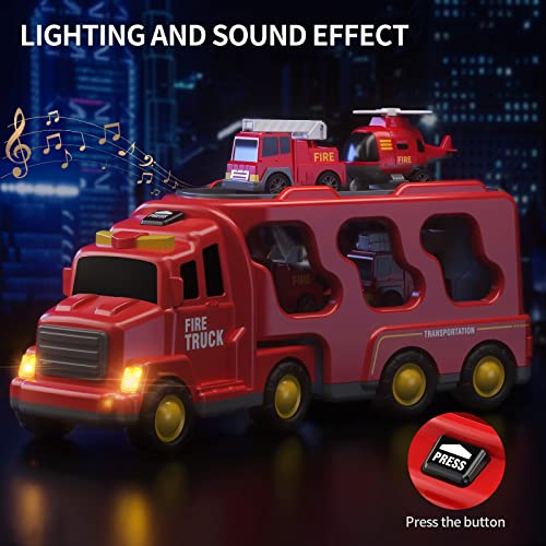 7-in-1 Friction Power Vehicle Toy Carrier Transport Trucks Car Set D410233
