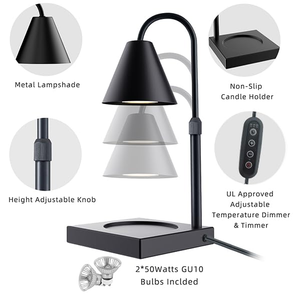 Dimmable Metal Candle Warmer Lamp Height Adjustable E390