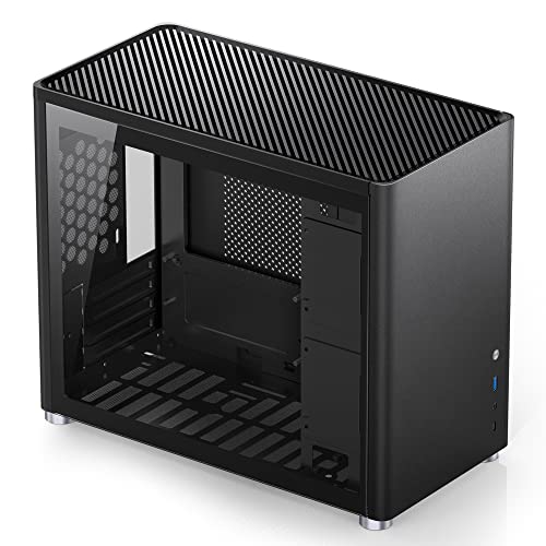 White Mini Micro ATX Tower Computer Case, Aluminum/Steel/Tempered Glass D6179