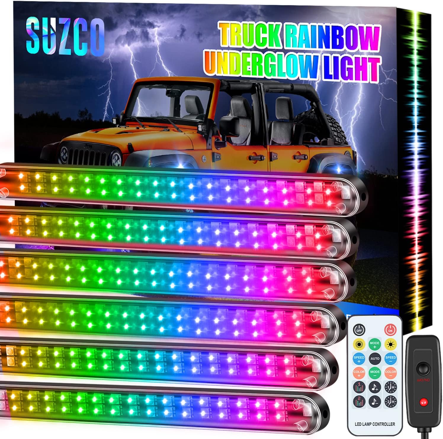 3-Pin 6PCS Car Double-Row Dreamcolor Underglow Lights Kit with APP IP68 12V Pack of 2 L509