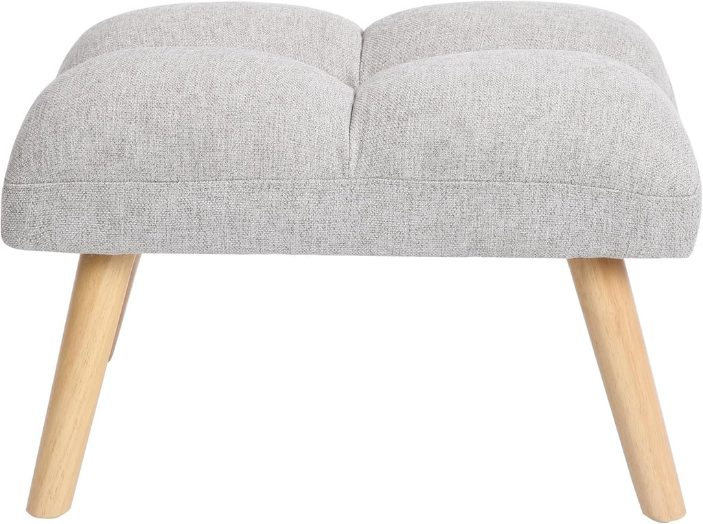 Decorative Chair Set with Footstool, Adjustable Backrest, Wooden Legs G861395