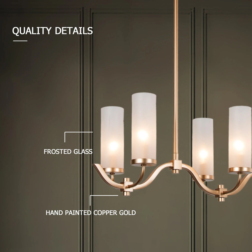 Gold Frosted Glass Linear Chandelier 6-Light 30" G660