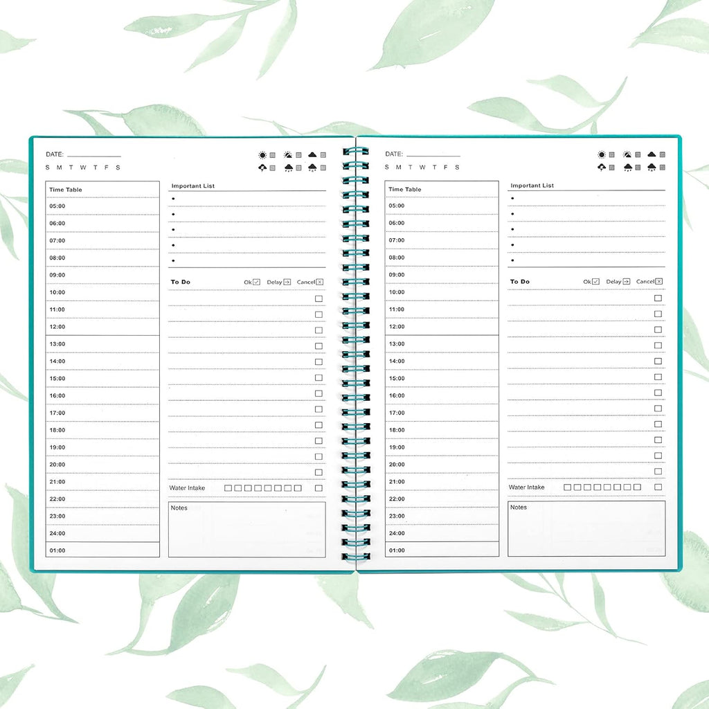 Green 5.2"x7.5" Undated Daily Planner H90238
