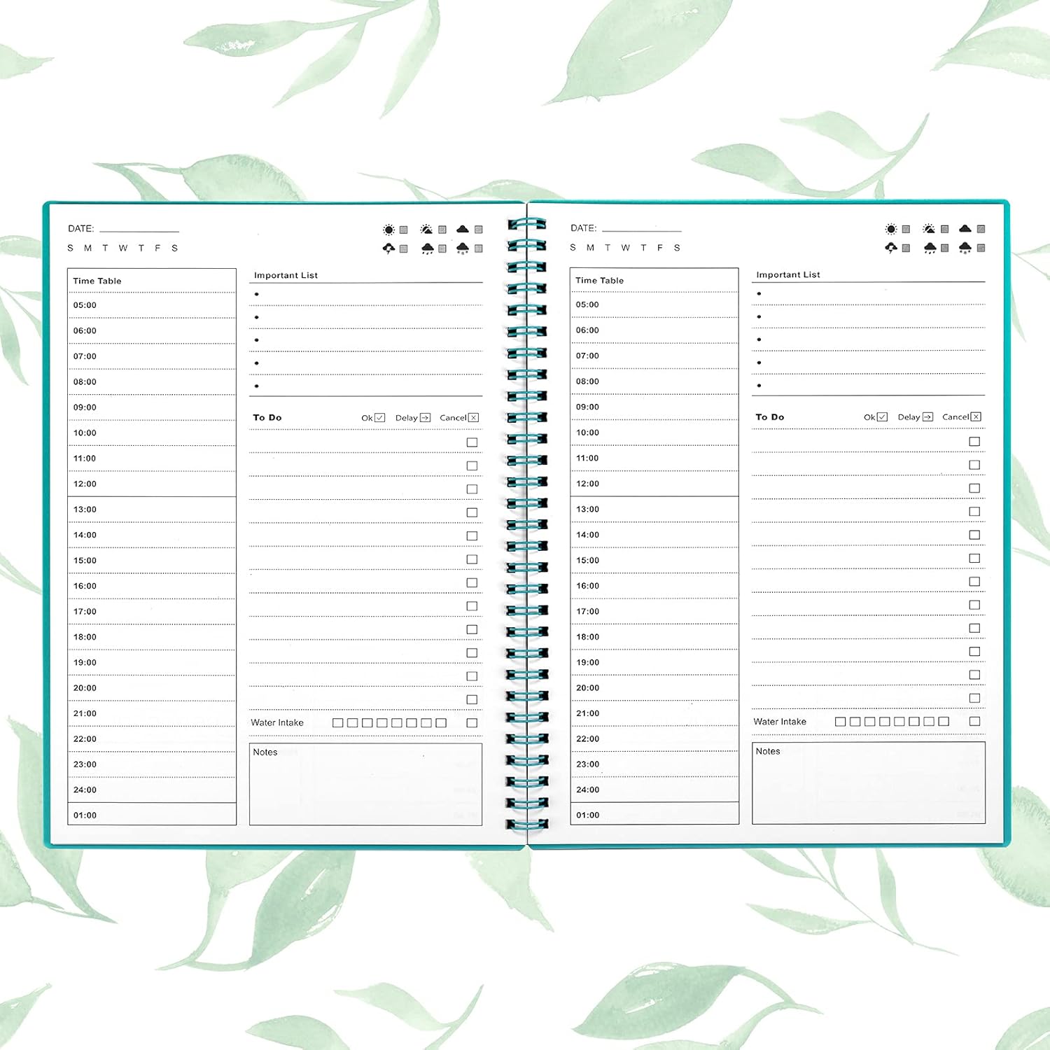 Green 5.2"x7.5" Undated Daily Planner H90238