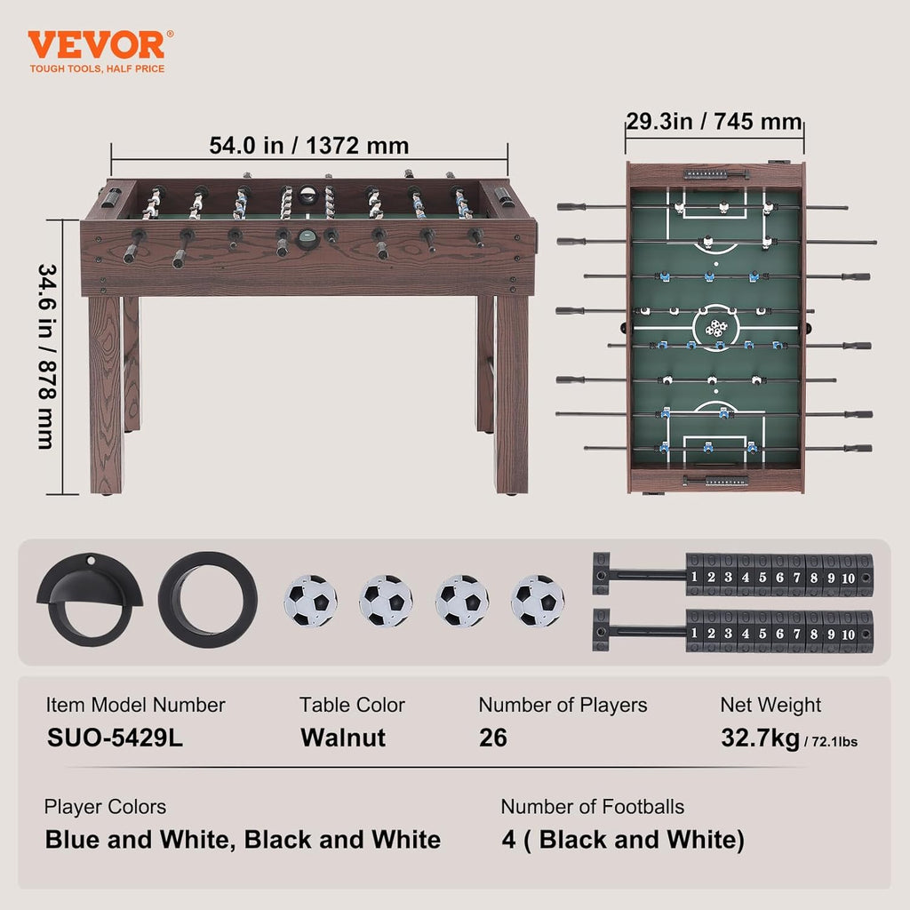 55 inch Standard Size Foosball Table with 4 Balls and 2 Cup Holders I5203
